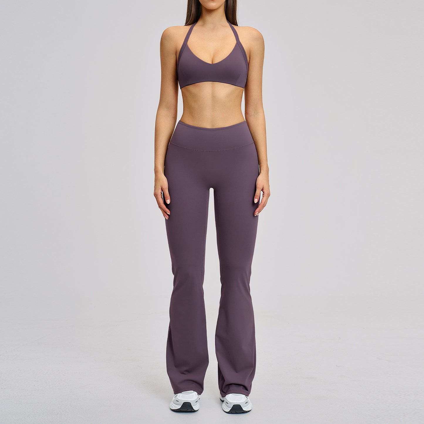 Cotton Fleece Yoga Set Hollow Out Strap Back Yoga Wear for Exercise Running Fitness Set