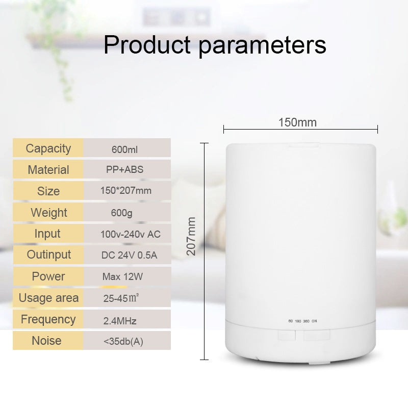 600ML Aromatherapy Humidifier Colorful Gradient Unprinted Humidifier Home