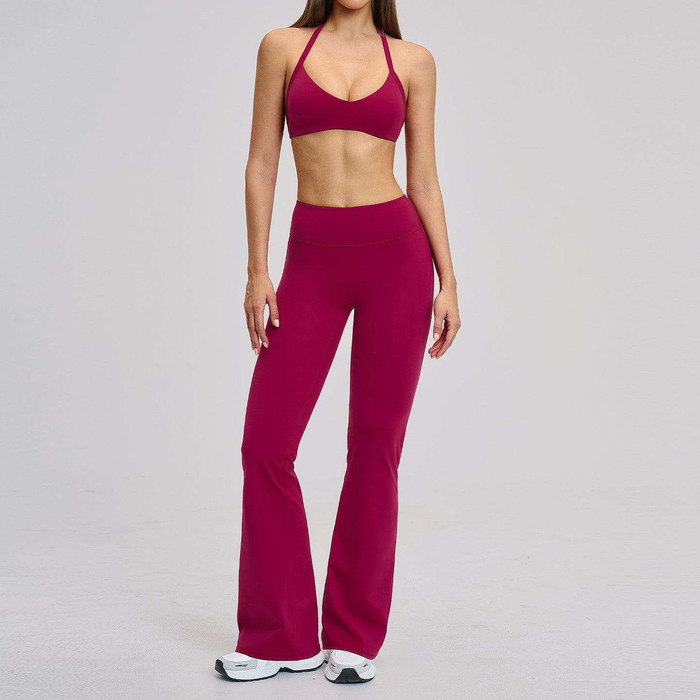 Cotton Fleece Yoga Set Hollow Out Strap Back Yoga Wear for Exercise Running Fitness Set