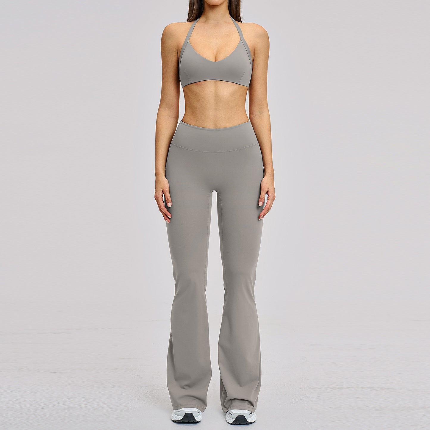 Cotton Fleece Yoga Set Hollow Out Strap Back Yoga Wear for Exercise Running Fitness Set