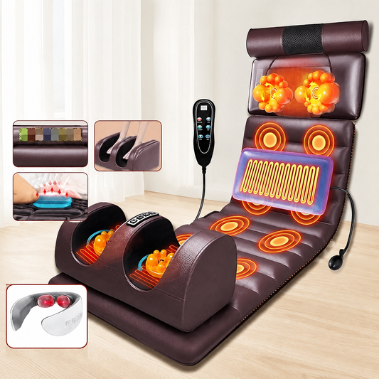 Electric Full Body Massage Mattress With Heating Hand Control Shoulder Neck Waist Airbag Back Kneading vibration Massage Cushion