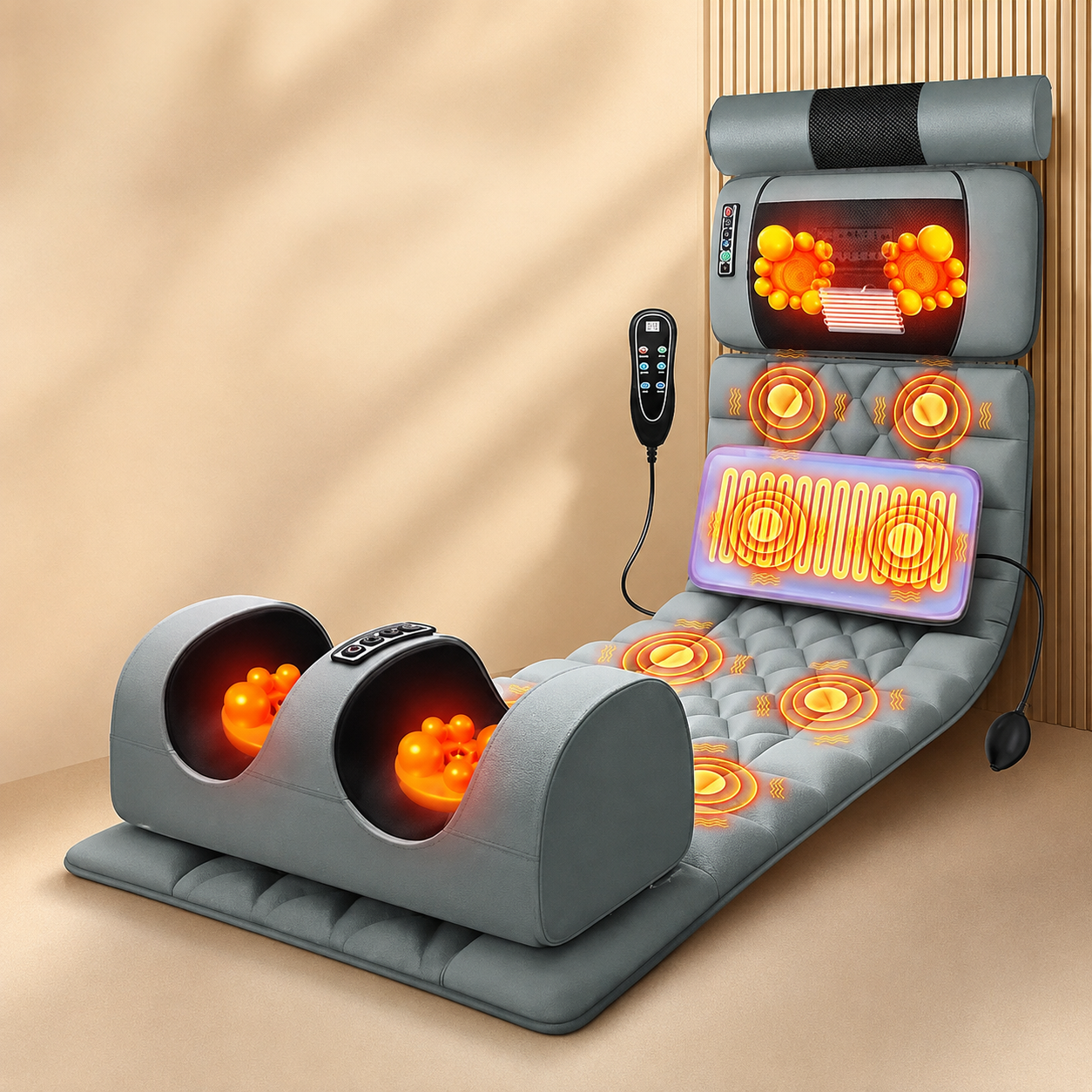 Electric Full Body Massage Mattress With Heating Hand Control Shoulder Neck Waist Airbag Back Kneading vibration Massage Cushion