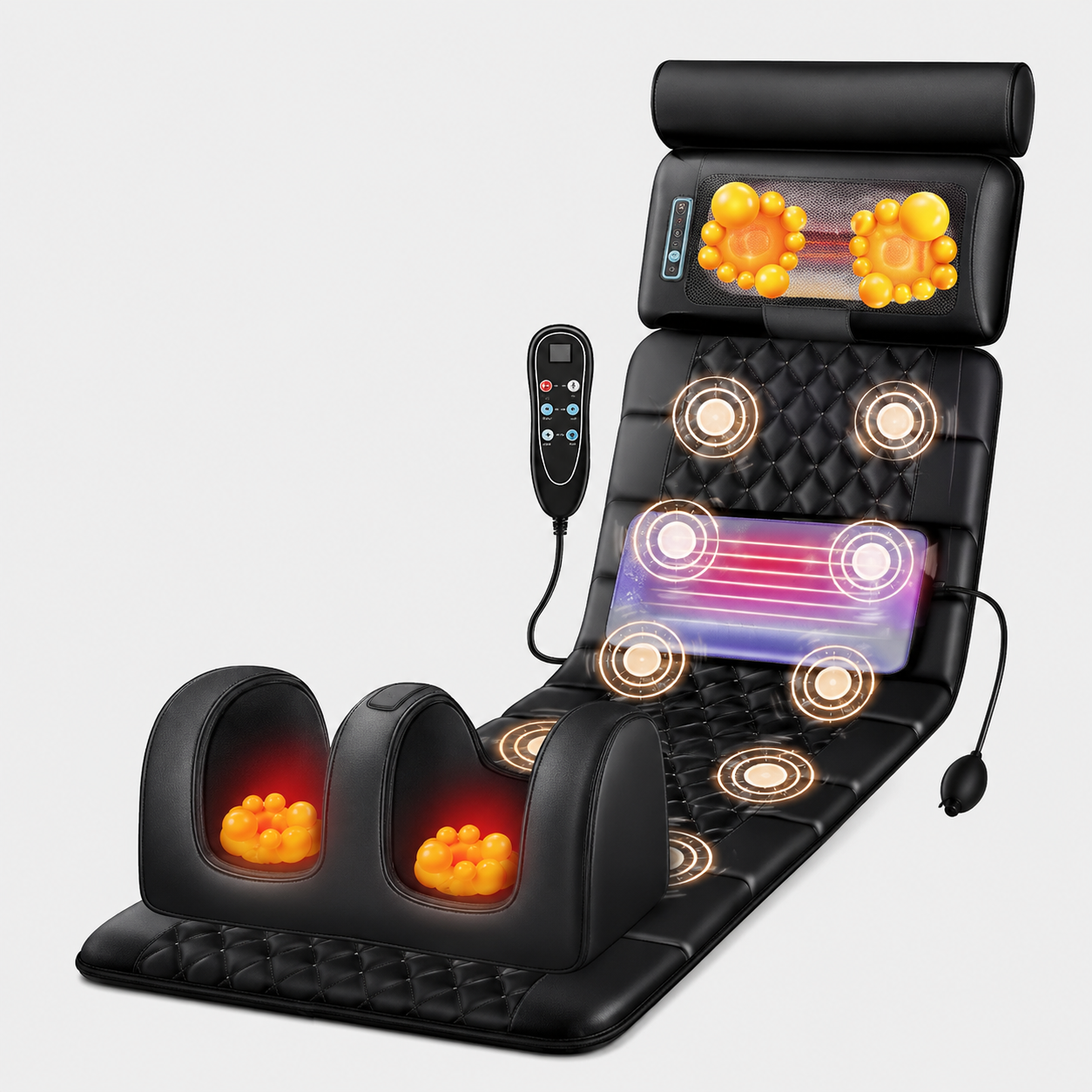 Electric Full Body Massage Mattress With Heating Hand Control Shoulder Neck Waist Airbag Back Kneading vibration Massage Cushion